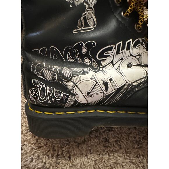Dr Martens Rick Griffin Boots Black Size M7 W8 - Picture 8 of 12